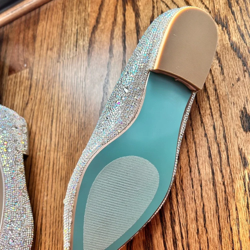 Betsey Johnson Iridescent Crystal Embellished Pointed Toe Flats